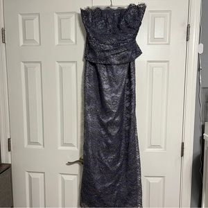 Jovani Purple & Gold Embellished Strapless Dress